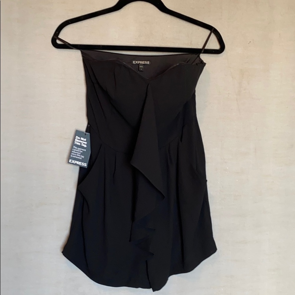 NWT Black Express Strapless Romper with Pockets